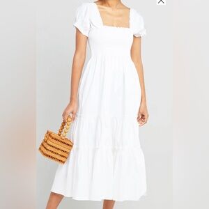 o.p.t Square Neck Smocked Maxi Dress